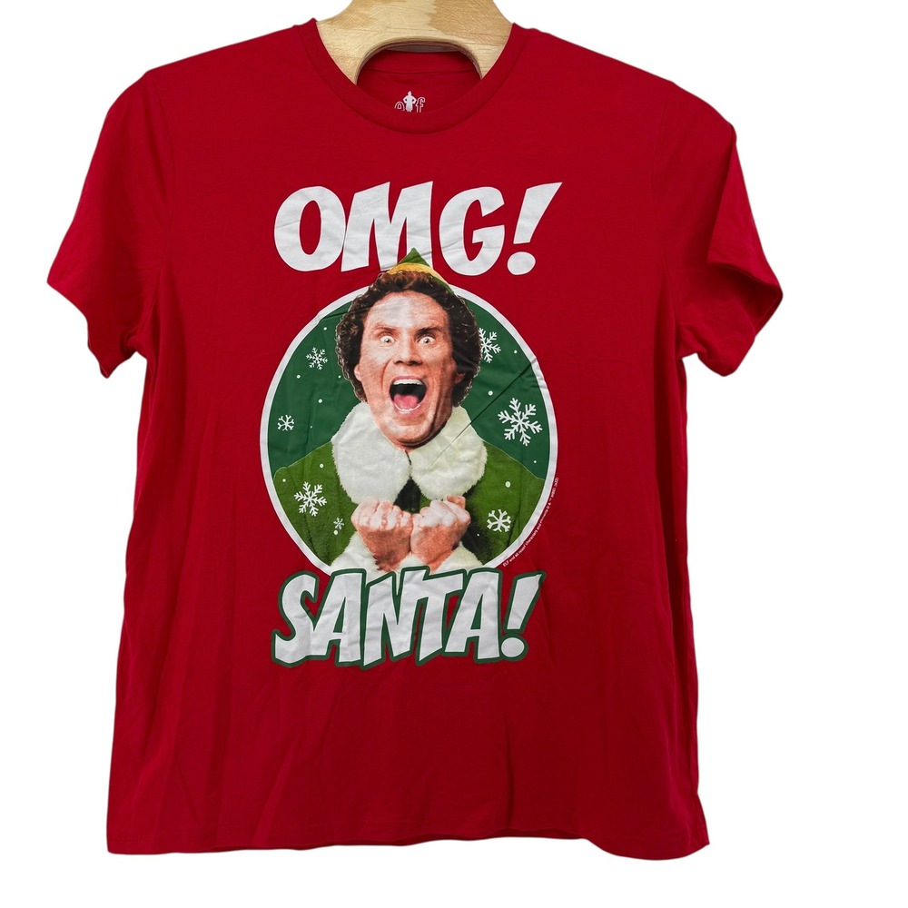 Mens Elf OMG Santa Buddy the Elf Christmas Graphic TShirt Red XXL Ugly Christmas